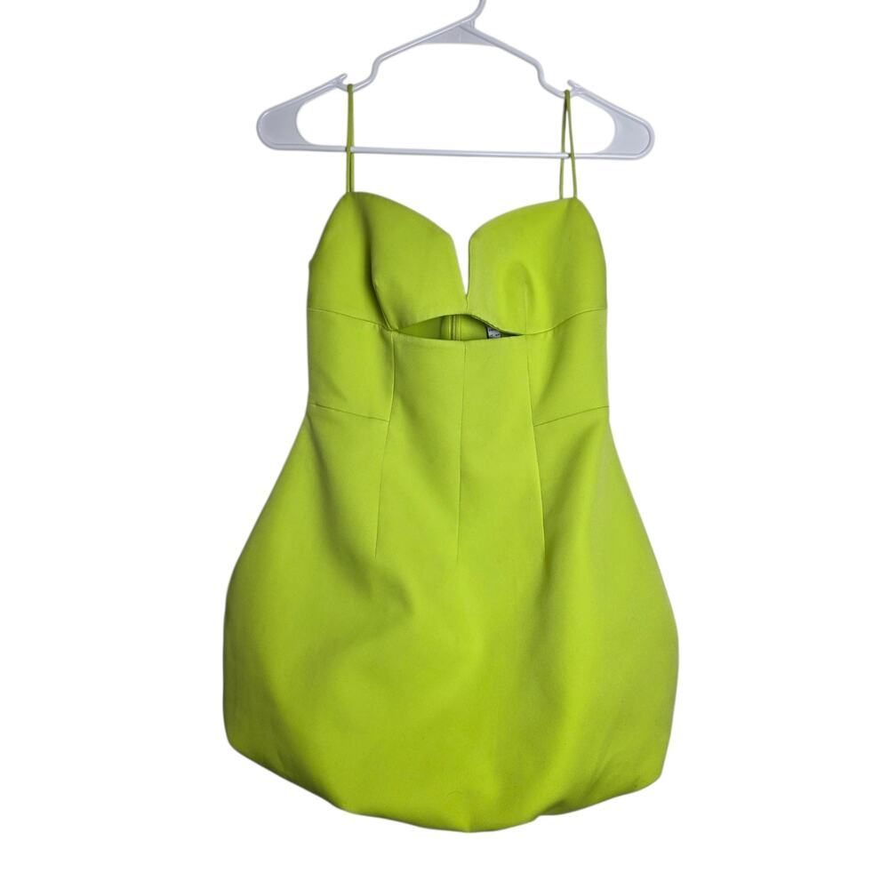 Rachel Gilbert Lime Green Bubble Mini Dress Cutout Size US 8 AU 3 Cocktail